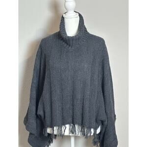 Bisou‎ Bisou Michele Bohbot Women’s Sweater Poncho Gray One Size Poncho Sweater